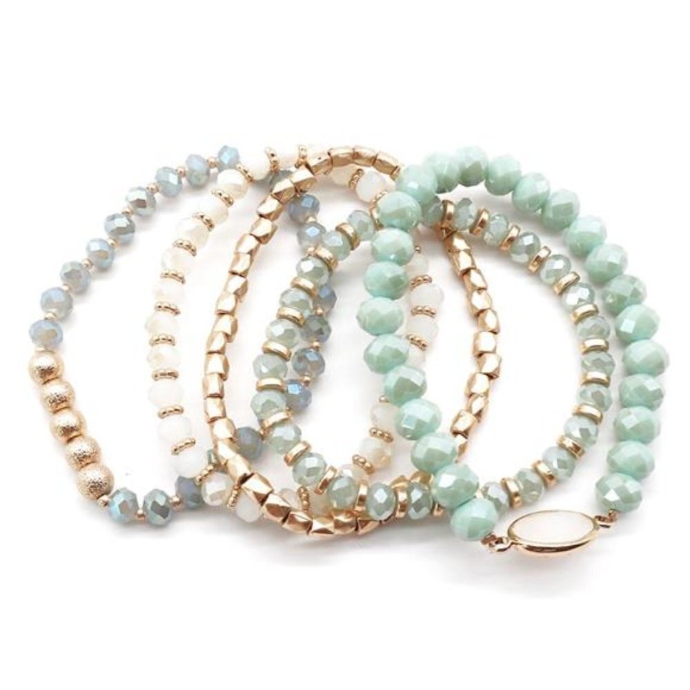 Multi Bead Stretch Bracelet Set For Women